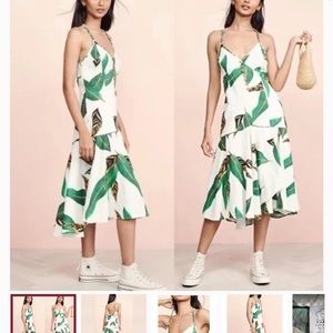 FARM RIO Amazonia Resort Wear Cami Button Front Linen Blend Midi NWT
